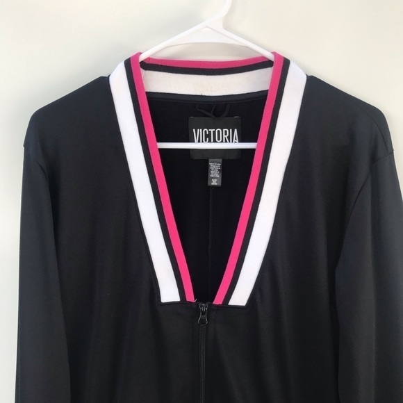 Victoria Sport/Victoria’s Secret, Deep V Zip-Up Jacket in Pink & Black, Size XS - Picture 4 of 10